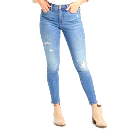 Universal Thread High Rise Skinny Distressed Medium Wash Denim Jeans 6/28 VGUC - Picture 1 of 12